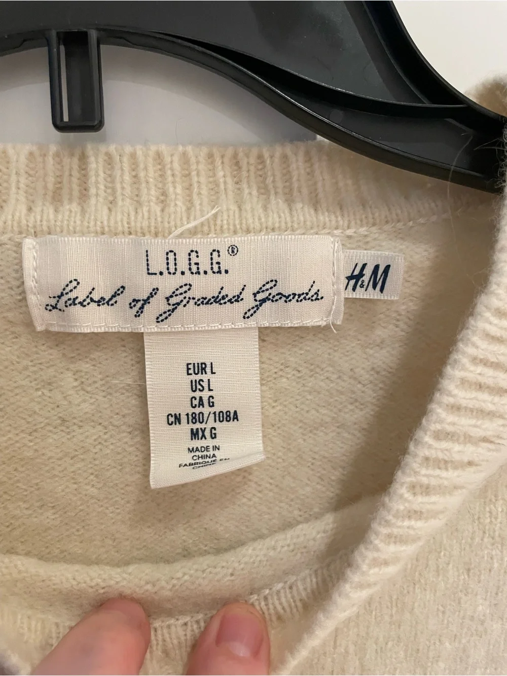 H&M LOGG Women’s Cream Wool Blend Crew Neck Sweater
